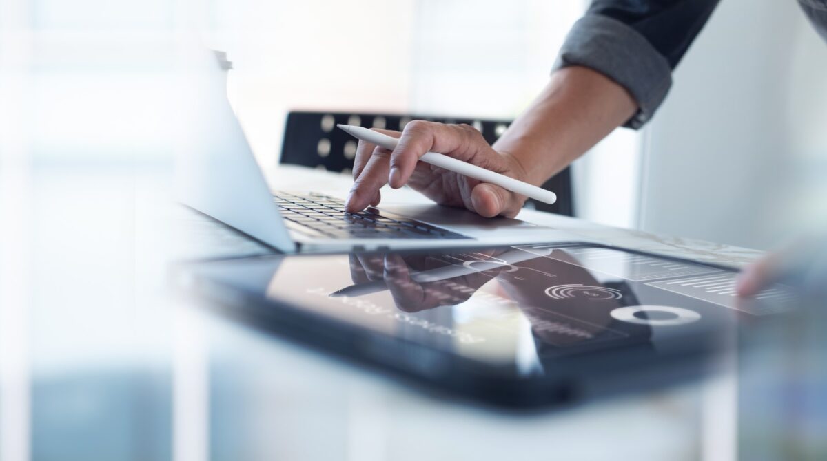 Business person working on a laptop